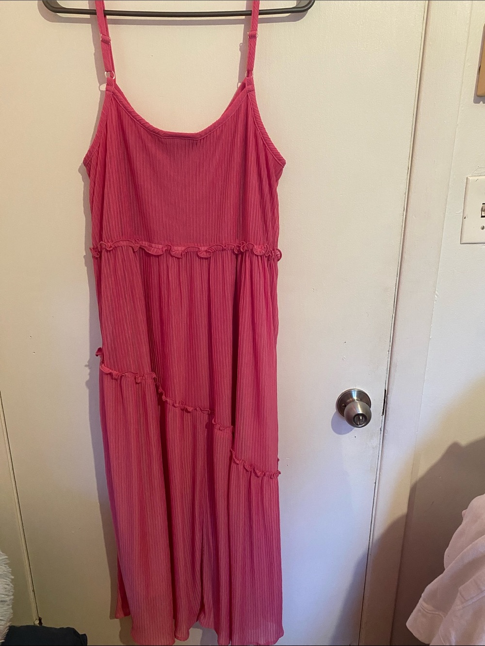 Nina Leonard Pink Ruffled Tiered Maxi Dress